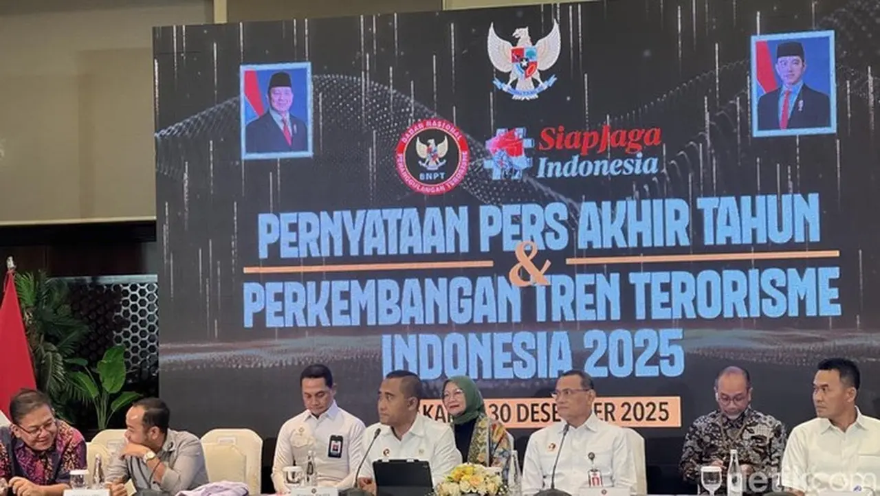 Foto: Konferensi Pers Akhir Tahun 2025 Bnpt (adhfar/detikcom)