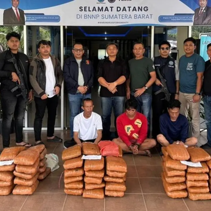 BNNP Sumbar Gagalkan Peredaran 100 Paket Ganja di Agam, Tiga Pengedar Dibekuk