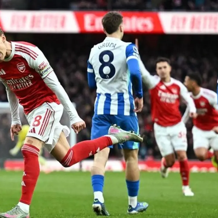Arsenal Sementara Unggul 1-0 atas Brighton Berkat Gol Martin Odegaard di Babak Pertama