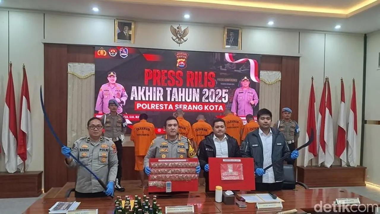 Polresta Serang Kota Menangani Sebanyak 386 Kasus Kriminal Dan 82 Kasus Narkotika Selama 2025. (arief/detikcom)