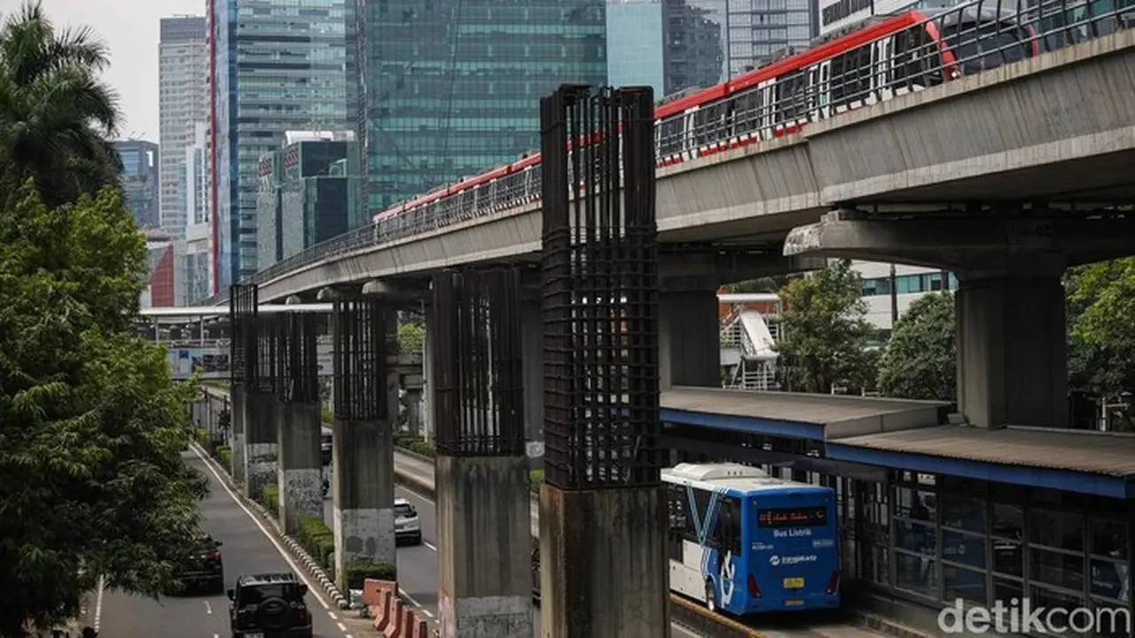 Tiang Monorel Di Jalan Rasuna Said, Jaksel (pradita Utama/detikcom)