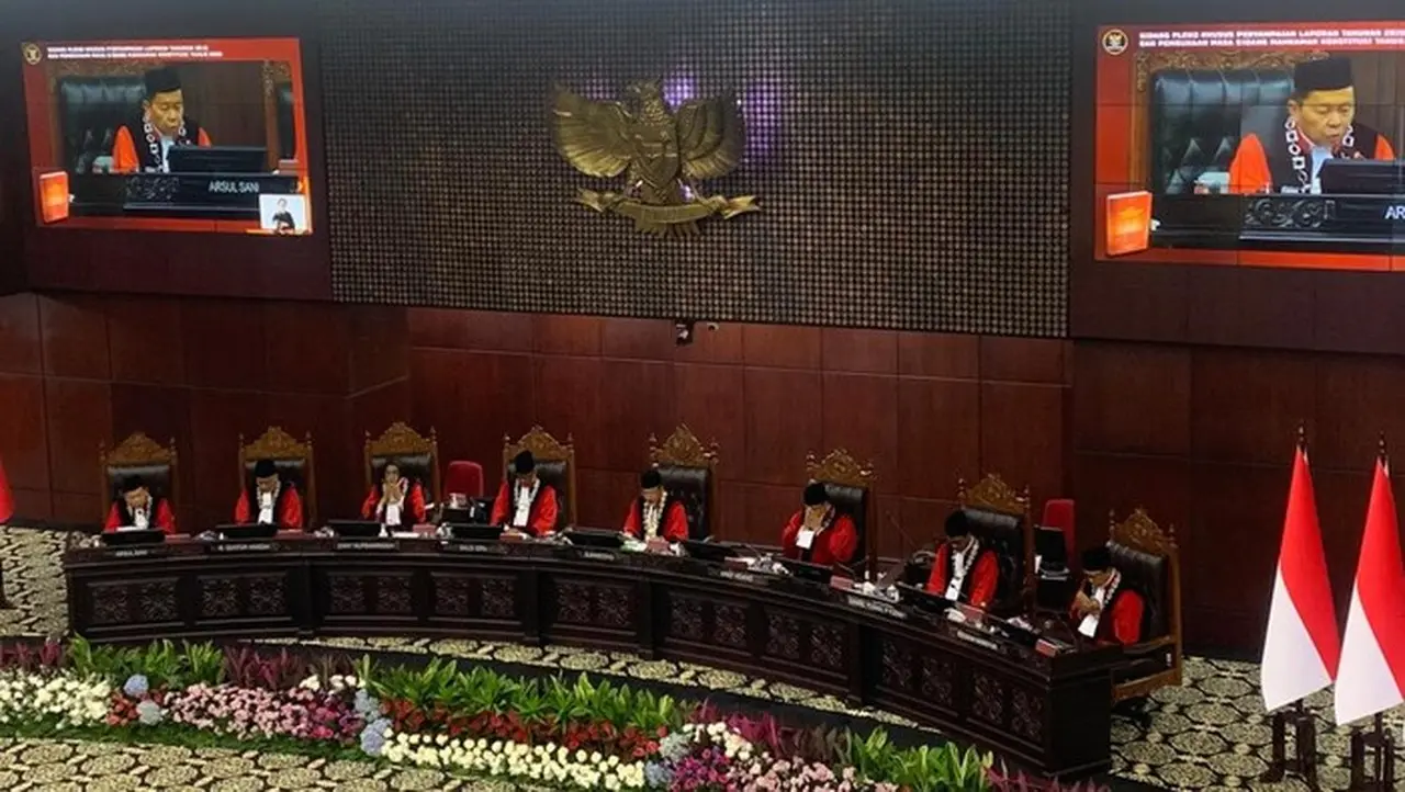 Ketua Mk Suhartoyo Dalam Pidatonya Di Sidang Pleno Khusus Penyampaian Laporan Tahunan 2025 Dan Pembukaan Masa Persidangan Mk Tahun 2026 (mulia Budi/detikcom)