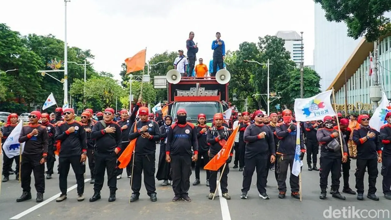 Foto: Ilustrasi Demo Buruh (muhammad Firman/detikfoto).