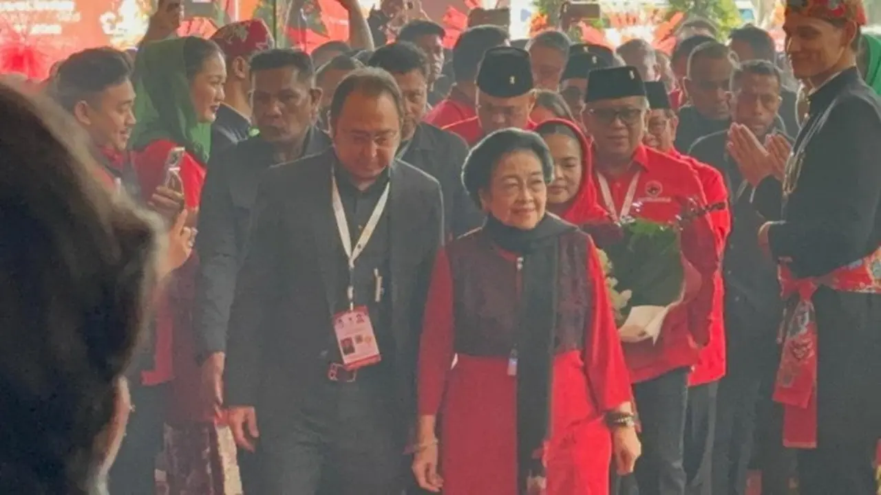 Ketum Pdip Megawati Soekarnoputri Menghadiri Acara Hut Pdip Dan Rakernas Di Ancol, Sabtu (10/1/2026). (ori Salfian/detikcom)
