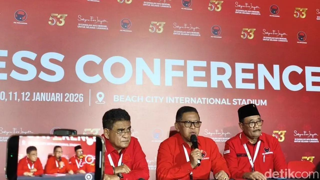 Foto: Konferensi Pers Pdip Dalam Rakernas. (kurniawan/detikcom)