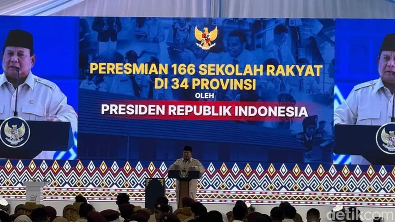 Presiden Prabowo Subianto Saat Meresmikan 166 Sekolah Rakyat Di 34 Provinsi Indonesia, Senin (12/1/2026). (eva Safitri/detikcom)