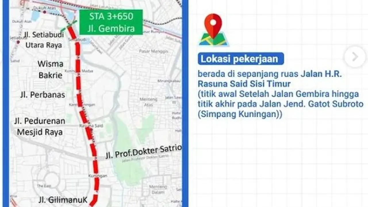 Lokasi Groundbreaking Pembongkaran Tiang Monorel Di Jl Hr Rasuna Said (dok. Instagram Resmi Dishub Dki Jakarta)