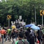 Demo Ojol di Kedubes AS, Jalan Medan Merdeka Selatan Jakarta Pusat Ditutup Total