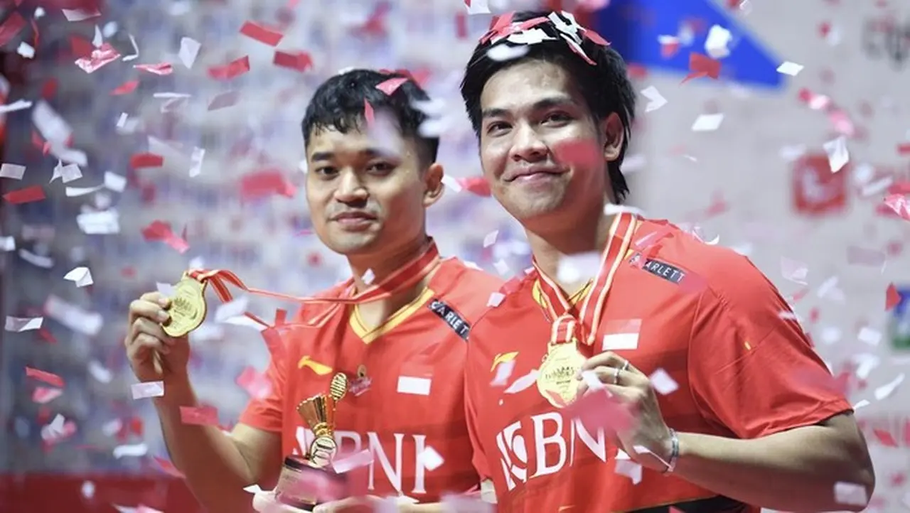Ganda Putra Indonesia Leo/daniel Juara Indonesia Masters 2024. Foto: Antara Foto/m Risyal Hidayat