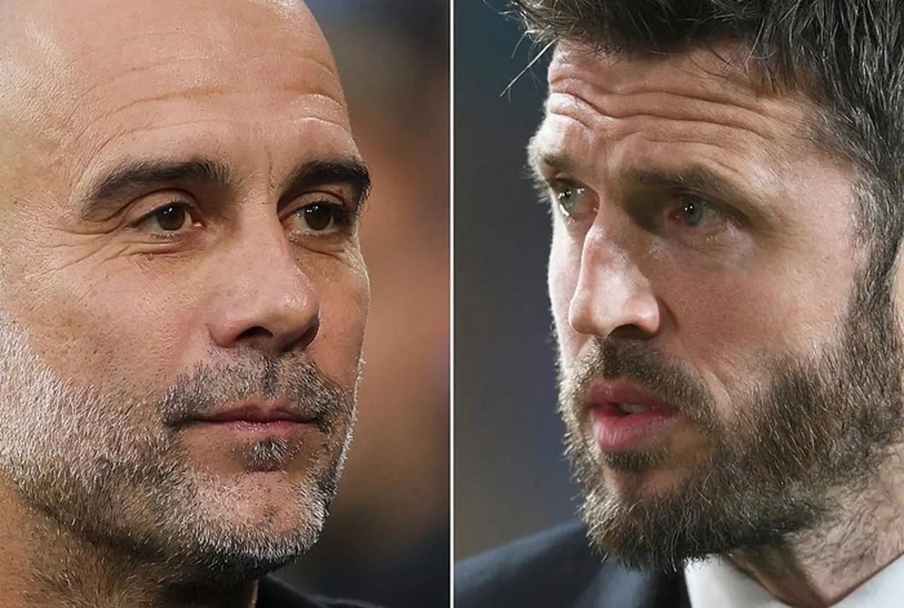 Pep Guardiola (kiri) Dan Michael Carrick. Foto: Getty Images/getty Images