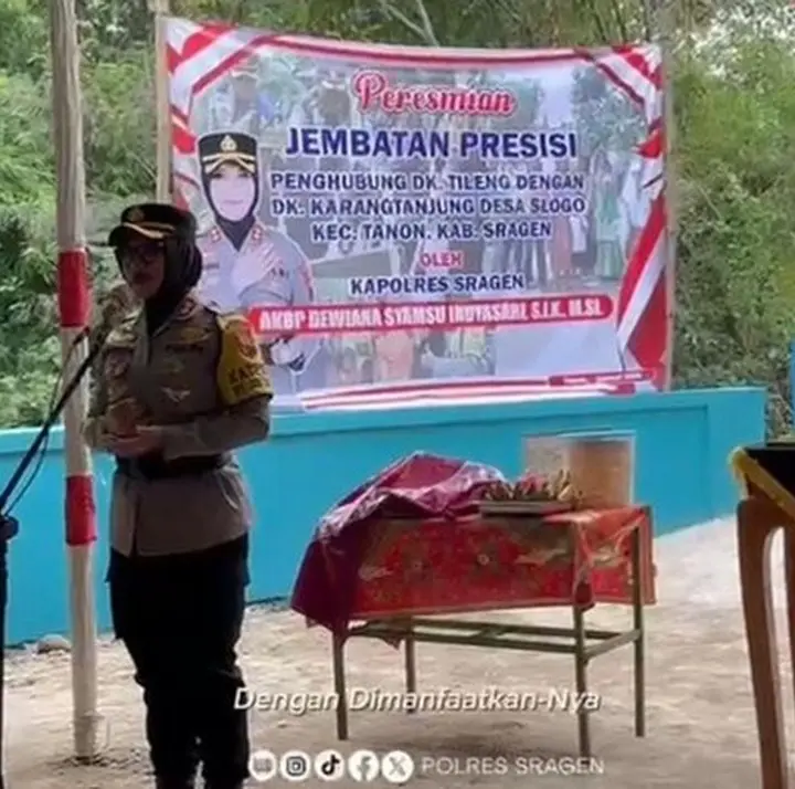 Kapolres Sragen Resmikan Jembatan Merah Putih Presisi, Akses Dua Desa Kini Terbuka Lebar