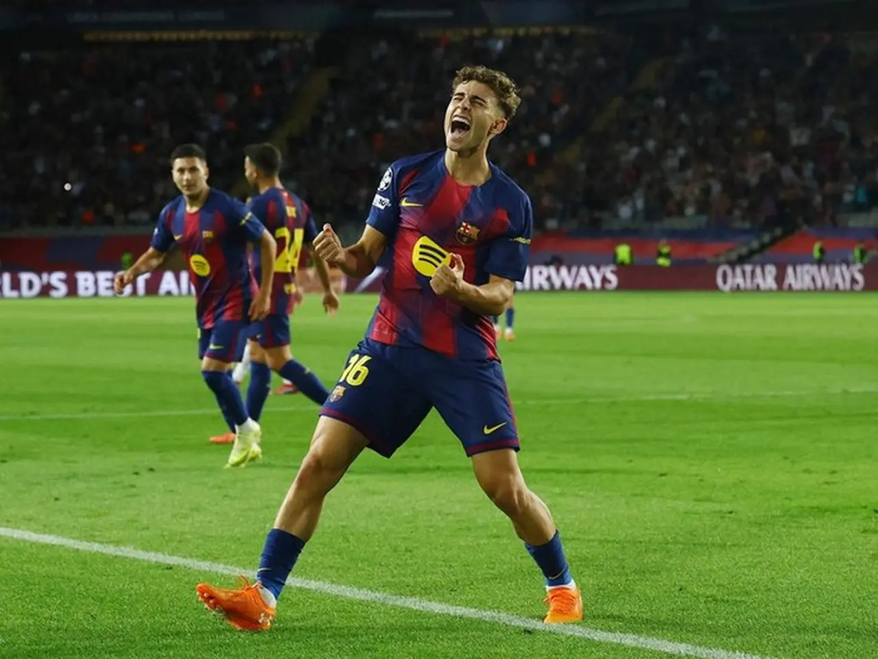 Fermin Lopez Kalem Barcelona Disebut Favorit Juara Liga Spanyol. (foto: Reuters/albert Gea)