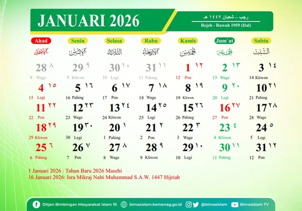 Kalender Hijriah 2026 (foto: Dok. Kemenag)
