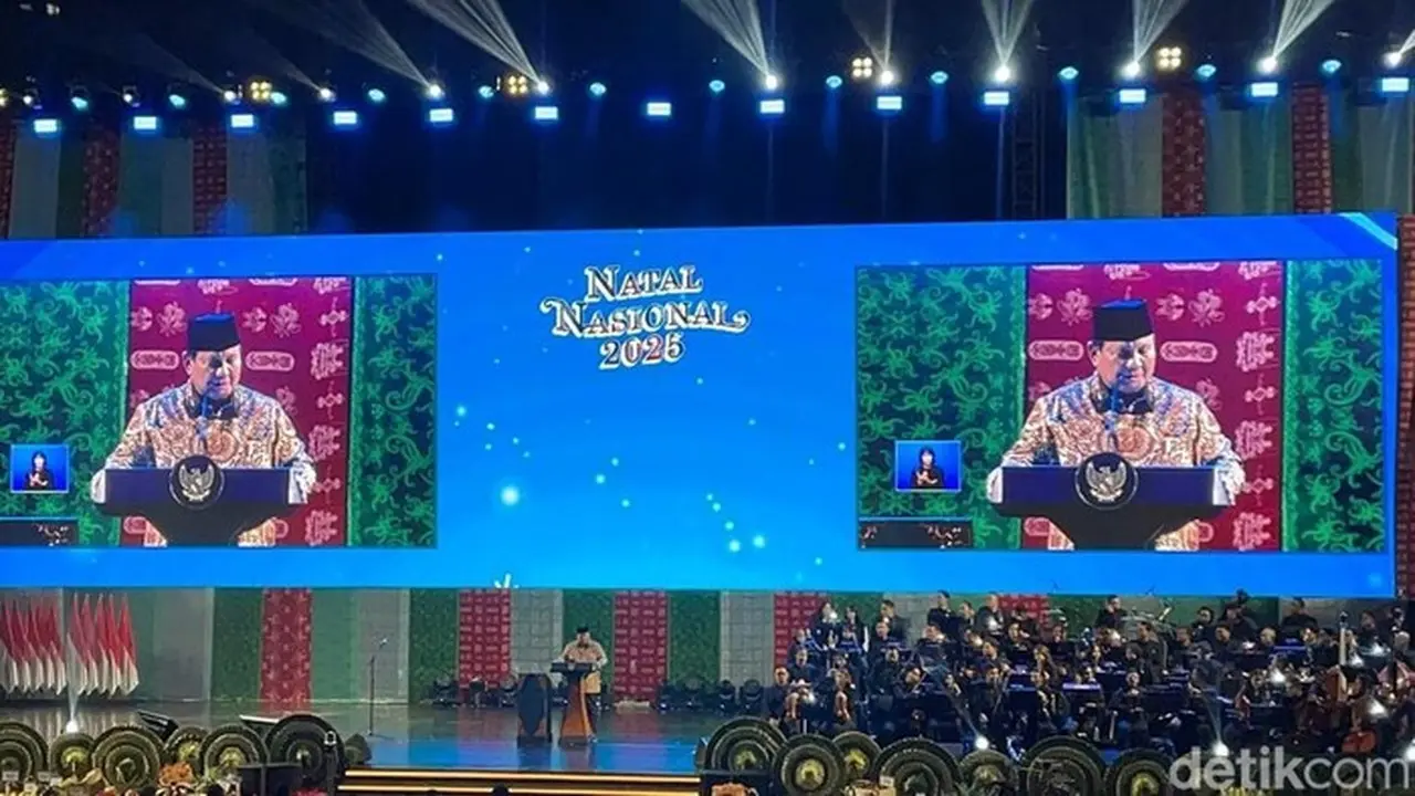 Foto: Presiden Prabowo Subianto Mengaku Terharu Mengetahui Masyarakat Indonesia Adalah Masyarakat Terbahagia Di Dunia Berdasar Survei Global Flourishing Study (gfs). (eva S/detikcom)