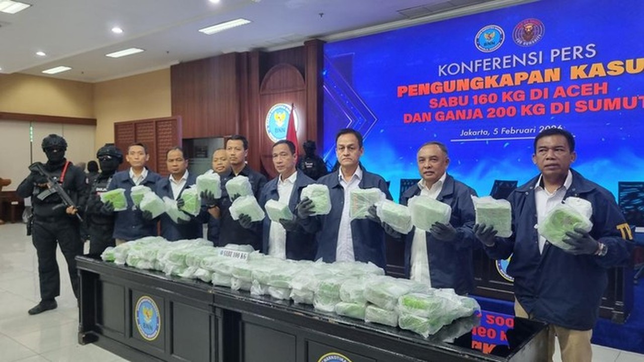 BNN Ungkap Peredaran 160 Kg Sabu Jaringan Internasional di Aceh, Nilai Rp 208 Miliar