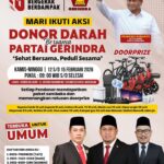 Gerindra Sumbar Targetkan Rekor MURI Donor Darah Massal 10.000 Kantong