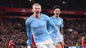 Erling Haaland Pecah Telur Gol di Anfield, Man City Raih Kemenangan Dramatis Atas Liverpool